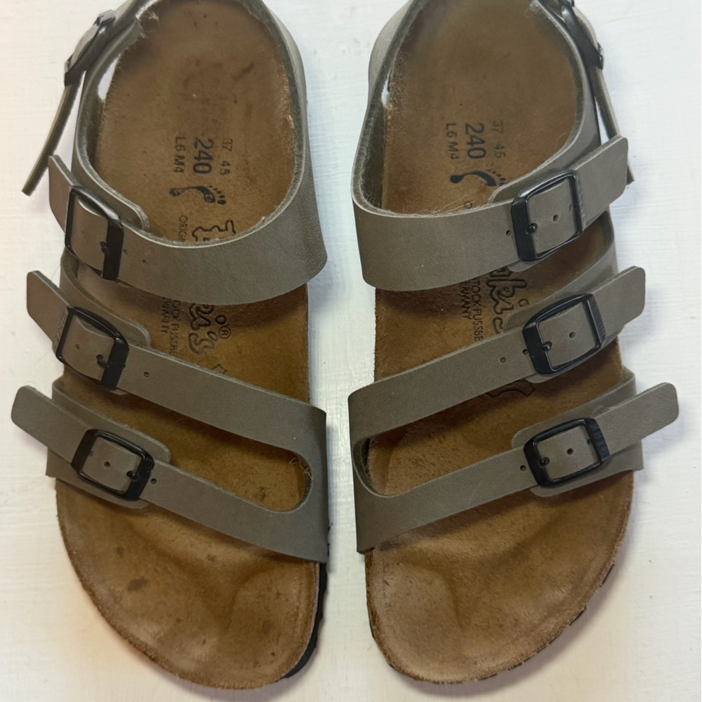 Birkenstock Florida Backstrap Sandals Taupe 3 Strap Cork Footbed Size 37 / US 6